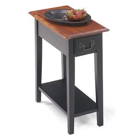 Rectangular Chairside Table with Drawer and Bottom Shelf
